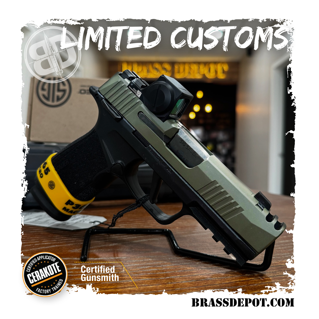 Limited Customs - NEW - Sig Sauer P365 XMacro Comp CA | 3.1" Barrel | 9mm - OD Green w/ Red dot