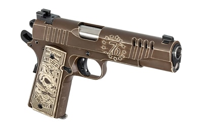 Auto Ordnance, 1911, 1776 Special Edition, Semi-automatic, 1911, Full Size, Metal Frame, 45 ACP, 5" Barrel, Plum Brown Cerakote with Desert Sand Accents, Custom Engraving, Aluminum Custom Engraved Grips, Day Combat Sights, Manual Safety, 7 Rounds, 1 Magazine