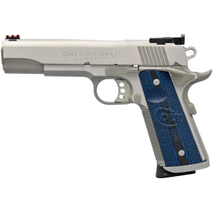 Colt Gold Cup Trophy 9mm 5-inch stainless pistol with blue G10 checkered grips