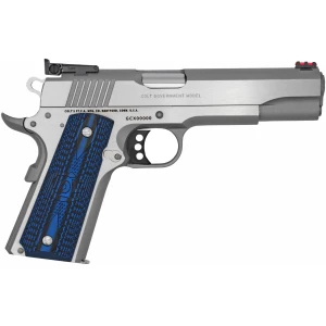 Colt Gold Cup Lite 9mm 5-inch stainless pistol with blue G10 grips