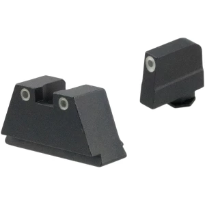 AmeriGlo GL349 Optic Compatible Sight Set for Glock  3XL Tall Green Tritium White Outline Front Sight-Green Tritium White Outline Rear Sight