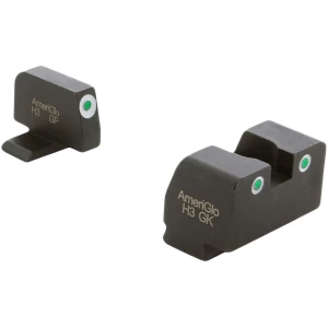 AmeriGlo XD181 Optic Compatible Sight Set for Springfield Armory XD  Green Tritium White Outline Front Sight-Green Tritium White Outline Rear Sight