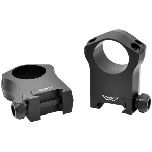 Warne Mountain Tech 1-inch Ultra High scope rings in matte black, compatible with Picatinny and Weaver rails