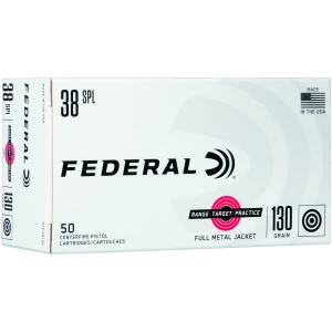 Federal RTP38130 .38 Special 130 gr FMJ 50rd box brass-cased target ammunition