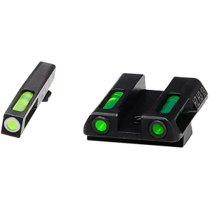 HiViz GLN321 LiteWave H3 Sight Set for Glock Green Tritium White Outline Front Sight-Green Fiber Optic Rear Sight