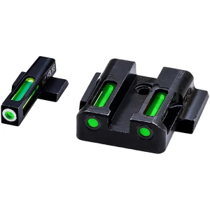 HiViz MPSN321 LiteWave H3 Sight Set for S&W Shield Green Tritium White Outline Front Sight-Green Fiber Optic Rear Sight