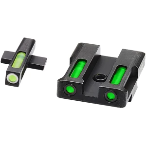 HiViz XDN321 LiteWave H3 Sight Set for Springfield XD Green Tritium White Outline Front Sight-Green Fiber Optic Rear Sight