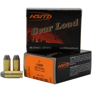 HSM Bear Load 10mm 200gr RNFP hard-lead handgun ammunition 20-round box