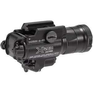 SureFire X400UH-A-RD weapon light with integrated red laser, black anodized finish