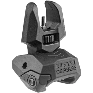 FAB Defense FXFBS Front Back-Up Sight  for AR-15/ M16/ M4 Low Folded Profile Spring-Locked Deployment Black Polymer & Metal