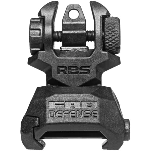 FAB Defense FXRBS Rear Back-Up Sight  for AR-15/ M16/ M4 Dual Aperture Low Folded Profile Spring-Locked Deployment Black Polymer & Metal