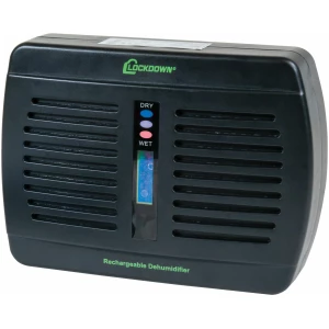 Lockdown Rechargeable Dehumidifier for safes and gun storage; silica gel/plastic unit protects up to 333 cu ft