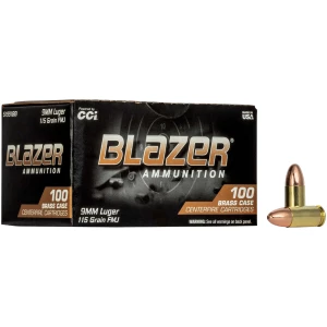 CCI Blazer Brass 9mm Luger 115gr FMJ ammunition box 100 rounds