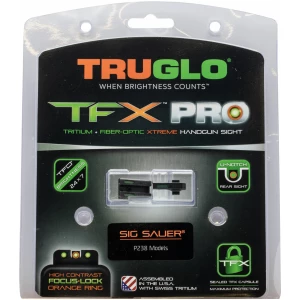 TruGlo TG13SG3PC TFX Pro  Black | Green Tritium & Fiber Optic Orange Outline Front Sight Green Tritium & Fiber Optic Rear Sight