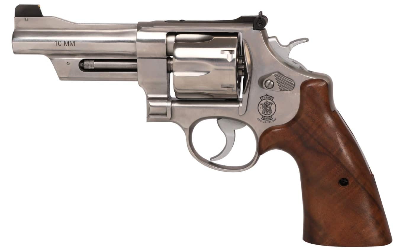 Smith & Wesson 610 Mountain Gun 10mm stainless revolver with wood grips