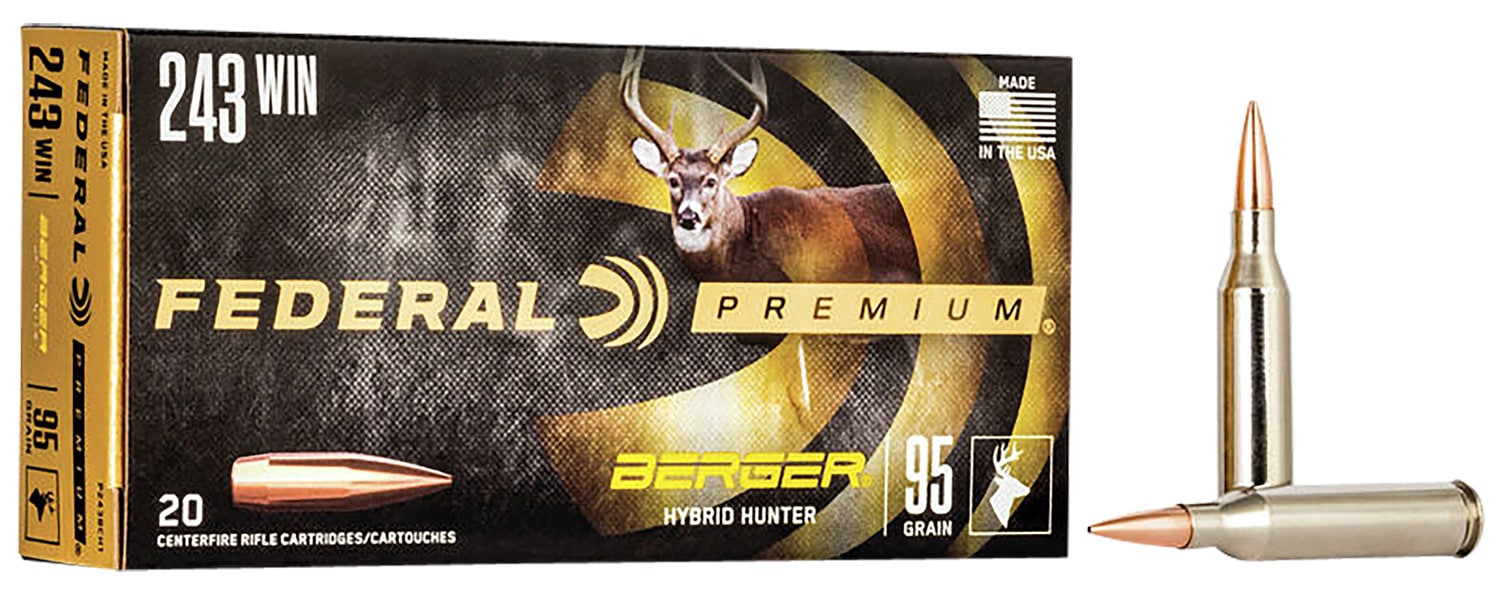 Federal Premium .243 Win 95 gr Berger Hybrid Hunter 20-round box