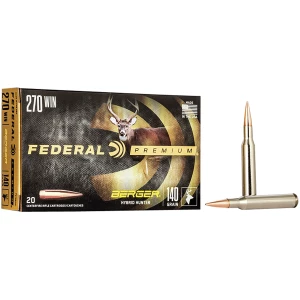 Box of Federal Premium .270 Winchester 140 gr Berger Hybrid Hunter 20 rounds