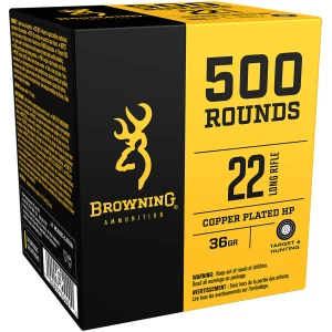 Browning BPR .22 LR 36 gr Plated Hollow Point ammunition 500 round box