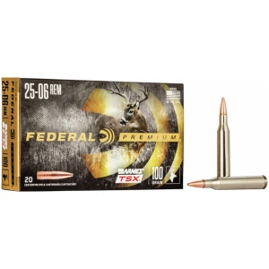 Box of Federal Barnes TSX 25-06 Rem 100 gr rifle cartridges, 20 per box
