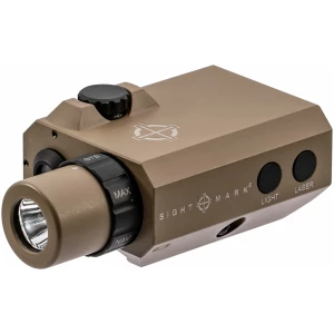 Sightmark LoPro Mini Combo flashlight and green laser sight in Dark Earth on Picatinny rail