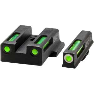 HiViz EZN321 LiteWave H3 Sight Set for S&W EZ380 Green Tritium White Outline Front Sight-Green Fiber Optic Rear Sight