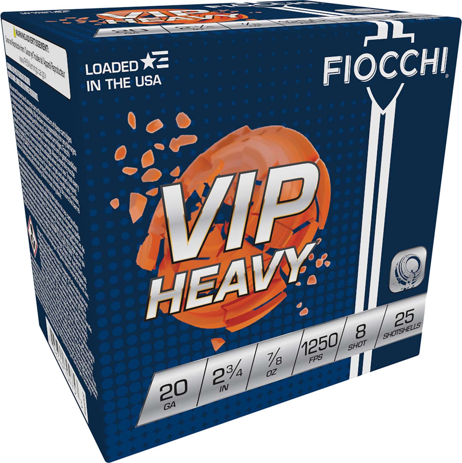 Fiocchi Exacta VIP Heavy 20ga 2.75in shotshell box, 25 count