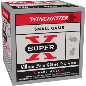 Winchester Super-X .410 2.5in 1/2 oz number 4 lead shot 25-count box