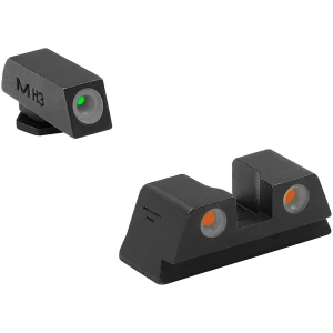 Meprolight USA 102203301 Tru-Dot Sight Set Green Tritium/Orange Tritium/Black Frame Compatible w/Glock 42/43/43X/48X, Post/Dovetail Mount