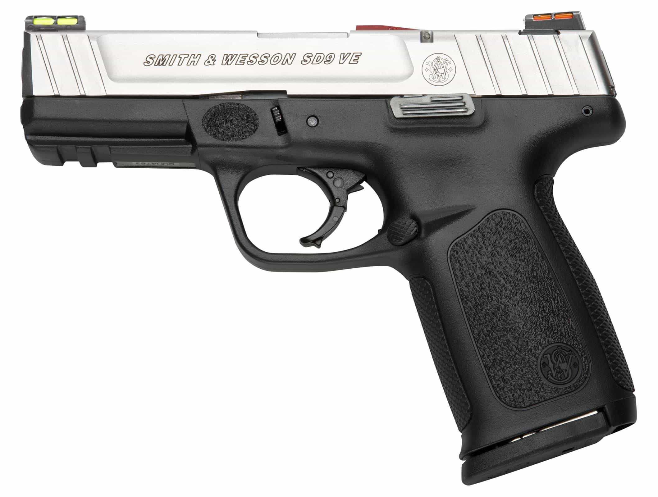 Smith & Wesson SD9VE 9mm pistol 4-inch stainless slide black polymer frame HI-VIZ sights