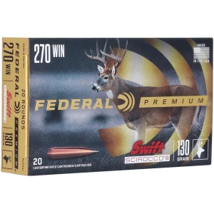 Federal Premium Swift Scirocco II .270 Win 130 gr ammunition box, 20 rounds