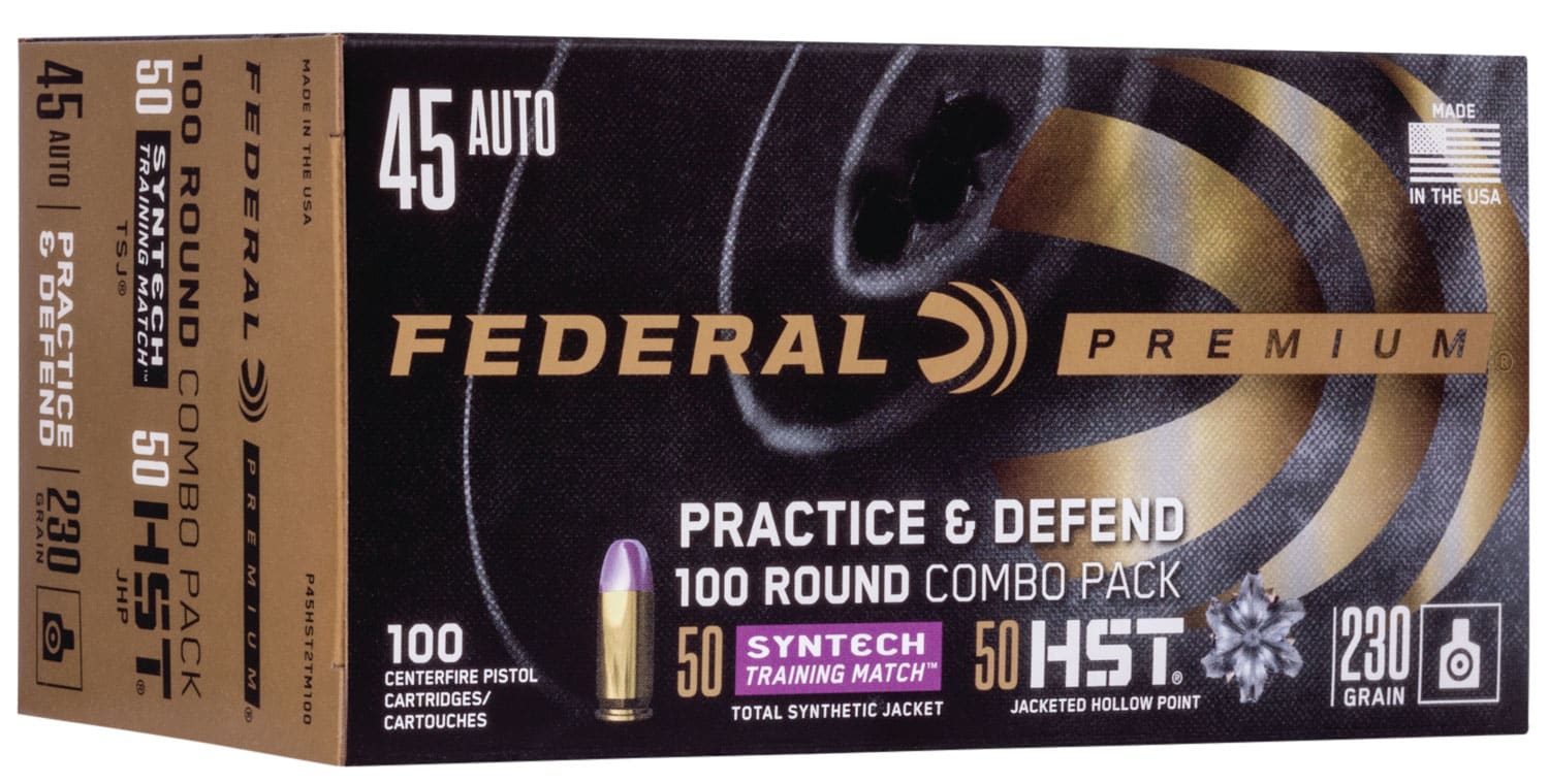 Federal Practice & Defend .45 ACP 230 gr HST JHP and Syntech TSJ 100-count box