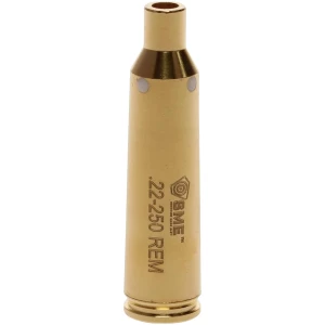 SME Sight-Rite laser bore sighter .22-250 Remington brass casing includes three button cell batteries