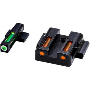 HiViz MPN421 LiteWave H3 Sight Set for S&W M&P Green Tritium White Outline Front Sight-Orange Fiber Optic Rear Sight