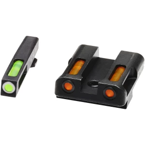 HiViz GLN429 LiteWave H3 Sight Set for Glock Green Tritium White Outline Front Sight-Orange Fiber Optic Rear Sight