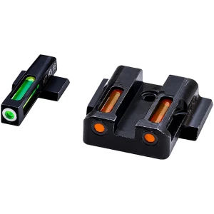 HiViz MPSN421 LiteWave H3 Sight Set for S&W Shield Green Tritium White Outline Front Sight-Orange Fiber Optic Rear Sight