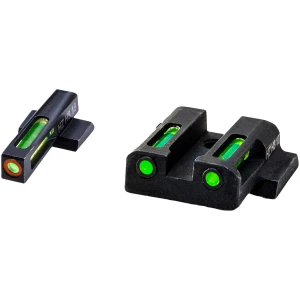 HiViz MPSN521 LiteWave H3 Sight Set for S&W Shield Green Tritium Orange Outline Front Sight-Green Fiber Optic Rear Sight