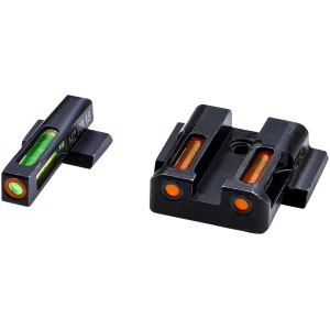 HiViz MPSN621 LiteWave H3 Sight Set for S&W Shield Green Tritium Orange Outline Front Sight-Orange Fiber Optic Rear Sight