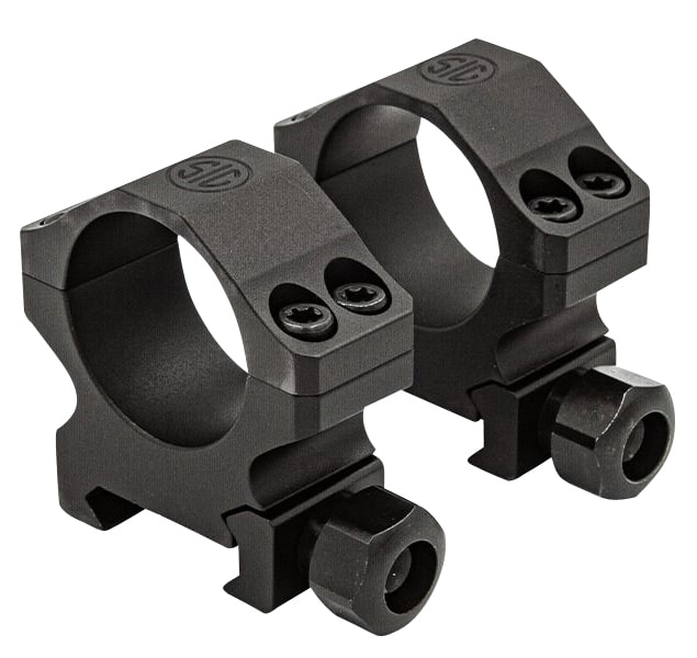Sig Sauer Alpha1 35mm medium scope rings matte black mounted on Picatinny rail