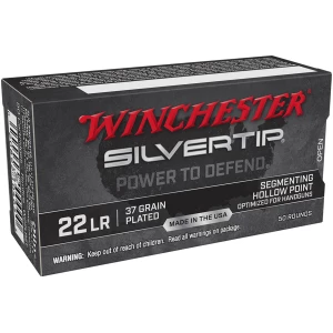 Winchester Silvertip .22 LR 37 gr Jacketed Hollow Point ammunition, 50 count box