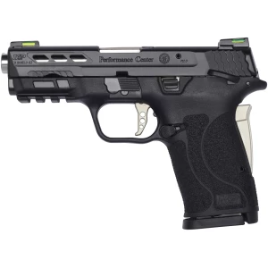 Smith & Wesson Performance Center M&P Shield EZ M2.0 9mm with silver ported barrel and black polymer frame