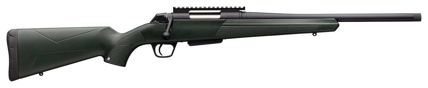 Winchester XPR Stealth 6.8 Western rifle with 16.5in threaded barrel and green synthetic stock