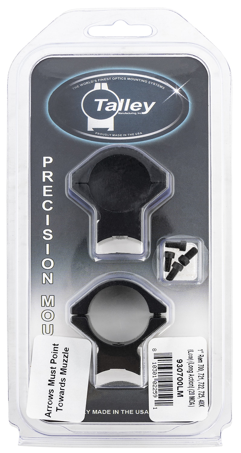 Talley 930700LM scope mount/ring combo, 1 inch tube, black anodized, 20 MOA