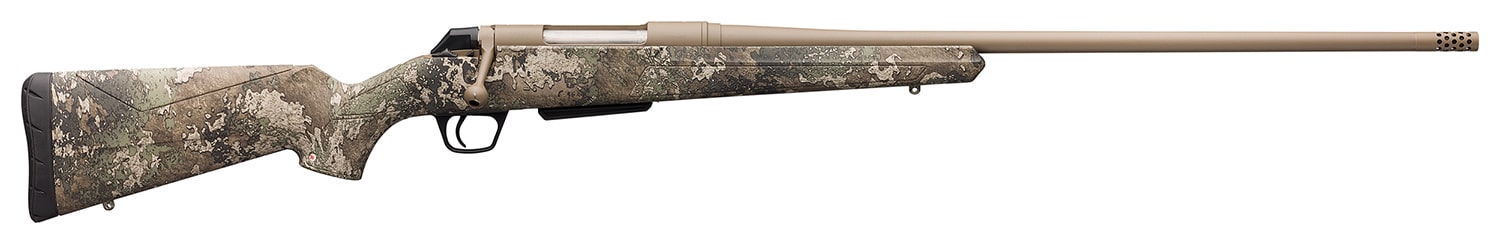 Winchester XPR Strata 6.5 Creedmoor rifle, 22-inch barrel, TrueTimber Strata camo, FDE/Bronze finish