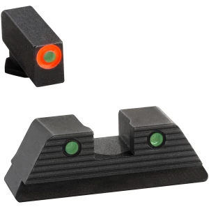 AmeriGlo GL818 Trooper Sight Set for Glock  Green Tritium Orange Outline Front Sight-Green Tritium Black Outline Rear Sight