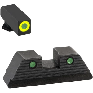AmeriGlo GL819 Trooper Sight Set for Glock  Green Tritium LumiGreen Outline Front Sight-Green Tritium Black Outline Rear Sight
