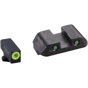 AmeriGlo GL822 Trooper Sight Set for Glock  Green Tritium LumiGreen Outline Front Sight-Green Tritium Black Outline Rear Sight