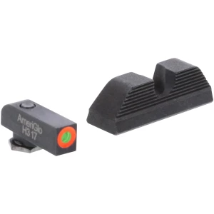 AmeriGlo GL5353 Protector Sight Set for Glock  Green Tritium Orange Outline Front Sight-Black Serrated Rear Sight