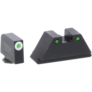 AmeriGlo GL152 Optic Compatible Sight Set for Glock XL Tall Green Tritium White Outline Front Sight-Green Tritium Black Outline Rear Sight