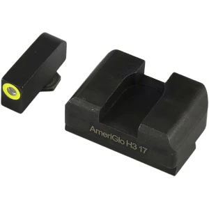 AmeriGlo GL611 Optic Compatible Sight Set for Glock  XL Tall Green Tritium LumiGreen Outline Front Sight-Black Rear Sight