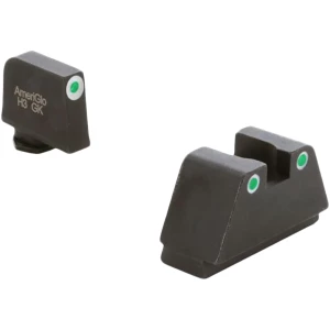 AmeriGlo GL330 Optic Compatible Sight Set for Glock  2XL Tall Green Tritium White Outline Front Sight-Green Tritium White Outline Rear Sight
